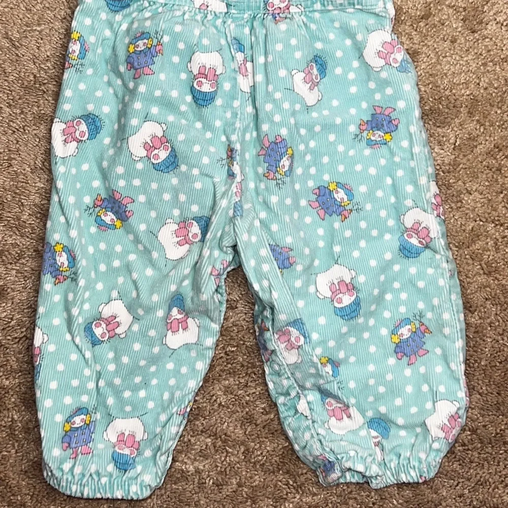Rare Vintage OshKosh B'Gosh Corduroy Overalls Turquoise Snowman Unisex Size 12M